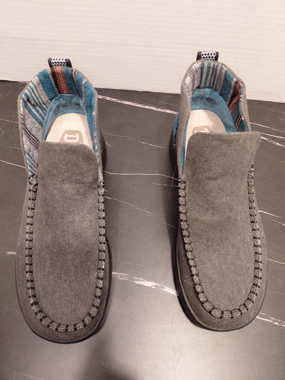 Hey Dude Women's Slip-On Loafers - Charcoal with Teal Lining
